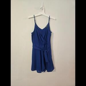 Express Blue Spaghetti Strap Mini Dress Waist Tie Size 0